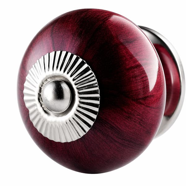 Pärlemor, rödbrun rund knopp - silver