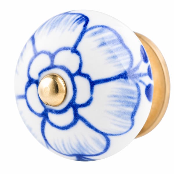 Vit knopp med stor blå blomma