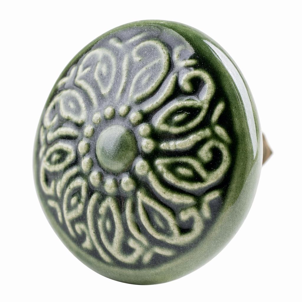 Grön knopp i porslin, blomma